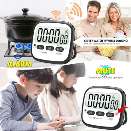 AyayaBoss 2-Pack Magnetic Kitchen Timers for Cooking, Digital Stop Watch Countdown Timer for Kids, Teachers, Classroom, Office, Exercise - Battery Included - color: Digital Timer 2 Pack - Black