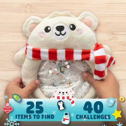 Chuckle & Roar Seek & Find Polar Bear Plush, Toddler Travel Toys, Ages 3+ | No-Reading Play, Back Pouch Storage, 25 Hidden Treasures, 40 Picture Challenges, Toddler Sensory Toys - style: Polar Bear