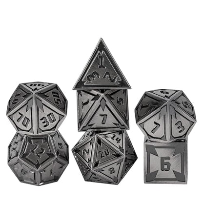 UDIXI Metal Dice Set D&D Heavy Metallic DND Dice for Tabletop Game (Nickel) | 7-Pieces, Lozenge Pattern, Zinc Alloy Material, Gorgeous Gift Case, DM Gift, for Dungeons and Dragons Role Playing Games - color: Ancient Silver