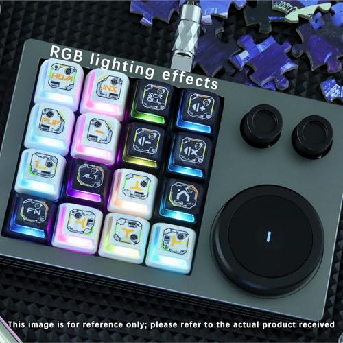 Programmable Keyboard,16 Key Triple Knobs Macro Keypad Programmable Designer, Programmable Keypad with Layer Screen, One Handed Gaming Keyboard for iOS,Windows (Grey) - color: Gray