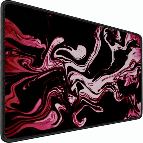 Gaming Mouse Pad, 31.5x15.7 inch Large Extended Computer Keyboard Mouse Mat, Water Resist Non-Slip Mousepad Rubber Base Long XXL Desk Mouse Pad for Gaming, Office & Home, Marble Red - color: Marble Red, size: 31.5L x 15.7W inches