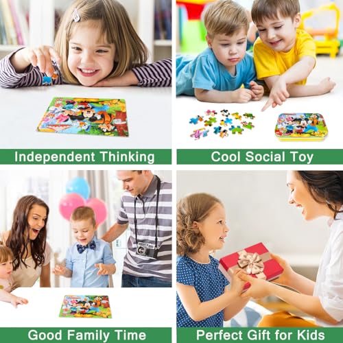 MZZOTOY Puzzles for Kids Ages 4-8, 60 Piece Puzzles for Kids Ages 3-5 in a Metal Box Girls and Boys Learning Educational Jigsaw Puzzle Toys Gifts - color: Mickey