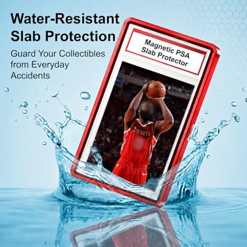 PSA Slab Case with 9-Point Secure Lock, Aluminum Alloy Graded Card Case, Magnetic UV Protection Slab Protector Fits 35PT PSA, CGC, CSG Cards, Professional Display Frame for Sports Cards (red) - color: red