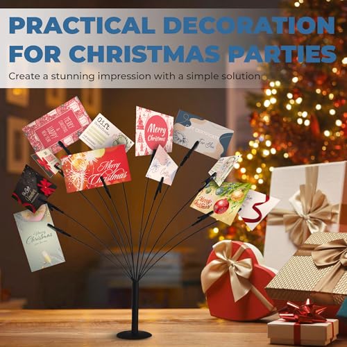 Gift Card Tree Holder to Hold Gift Cards, Lottery Tickets, Photos, Money | Lottery Ticket Holders with 12 Flexible Clips, Great for Birthday, Party, Wedding, Christmas, Metal Stand with Black Finish - color: With Clips Gift Card Tree