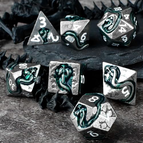 RULE DICE Serpent's Cunning DND Dice Set - Metal Dungeons and Dragons Dice for Players & DMS - Balanced Polyhedral D&D Dice, Unique D and D Gift for GMS and Players - color: Ld-antique Nickel