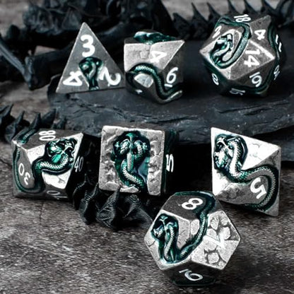 RULE DICE Serpent's Cunning DND Dice Set - Metal Dungeons and Dragons Dice for Players & DMS - Balanced Polyhedral D&D Dice, Unique D and D Gift for GMS and Players - color: Ld-antique Nickel