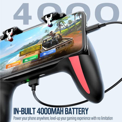 Mobile Game Controller with 4000mAh Power Bank & Cooling Fan, L1R1 Triggers Joystick for PUBG/Call of Duty/Fortnite, Gaming Grip Gamepad for 4.7-7" Android iOS Phone