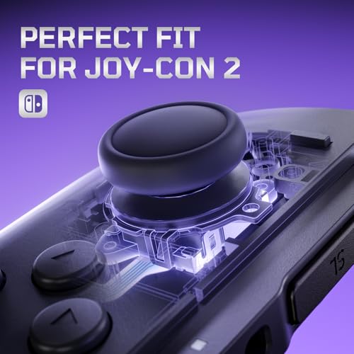 eXtremeRate Replacement 3D Joystick & Thumb Grips & Side Rail Shell Buttons for Nintendo Switch 2 JoyCon, Console Rail Stickers Controller Left Right Analog Stick Thumbsticks Caps for Switch 2 - Black - color: Black