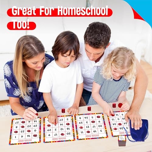 SpriteGru Multiplication & Division Bingo Game, 480 Math Problems, 2 Educational Math Board Game for Kindergarten and Preschool Kids 4-8, Perfect for Classroom & At Home (Up to 25 Players) - style: 25 Pcs Multiplication & Division Bingo Game