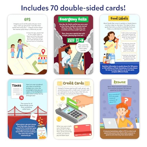 Skillmatics Flashcards for Kids – Learn About Real Things | 70 Cards, Money, Taxes & Practical Life Skills Schools Don't Teach, For Homeschool & Middle School, Gift for Tweens Ages 7–14