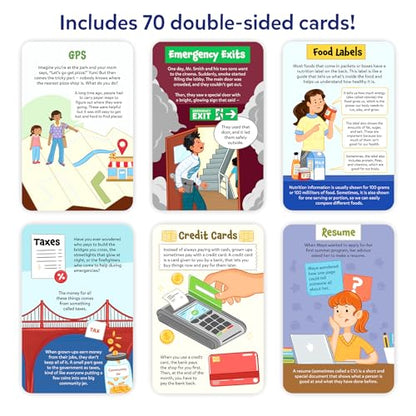 Skillmatics Flashcards for Kids – Learn About Real Things | 70 Cards, Money, Taxes & Practical Life Skills Schools Don't Teach, For Homeschool & Middle School, Gift for Tweens Ages 7–14