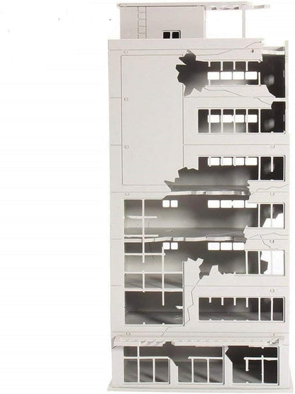LinaLife N Scale 1/144 DIY Ruined Damaged Building After War Assembling Model Outland Realism Scene for DIY Sand Table, Medium Garden Micro Landscape Ornaments Decor Supply DIY Player Spray Painting