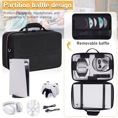 OUUTMEE Hard Shell Carrying Case Compatible with PS5 | Travel Storage Bag for PlayStation 5, Organizer Protective Cases Holds PS5 Disk Digital Edition, Games and Gaming Accessories - size: For PS5