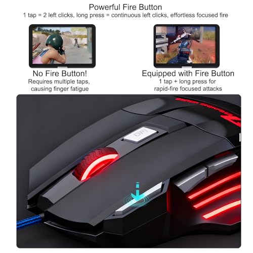 High Performance Wired Gaming Mouse, 3200 DPI, RGB, Adjustable Weights for PC Laptop - Black