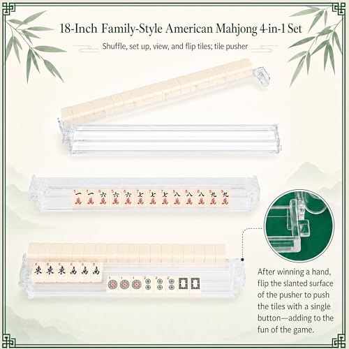 PiPiCat 2026 Complete American Mahjong Set, 166 Tiles (30mm) with 31.5x31.5in Mat One-Click Flip Reinforced 18-Inch Rack/Pushers Shockproof Bag & 6 Spare (Floral Beige) - color: Floral Beige