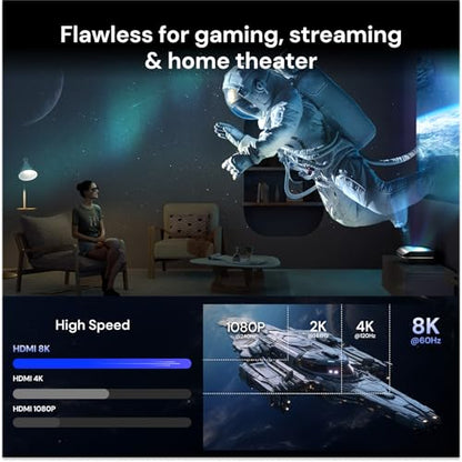 AWOL VISION HDMI 2.1 Cable 6.56ft,8K Certified, 48Gbps Ultra High Speed HDMI Cable 8K@60Hz, 4K@120Hz, 2K@144Hz, Compatible with PS5/Xbox/TV/PC/Projector