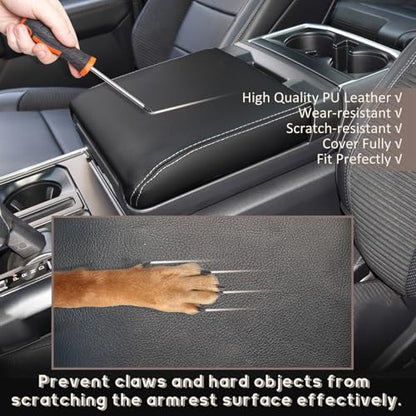 ramuel Center Console Armrest Cover for Ford F150 F-150 2021-2025 | Only fit for Work Surface Console,Anti-Scratch ， Non-Slip ， PU Leather ，Easy Install - size: for F150 F-150 14th GenJump Seat Console