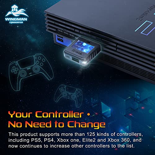Brook Wingman PS2 Converter - Wireless Version of PS4/3 to PS2/1, Retro Consoles Converter on PS2/ PS1/PS Classic Consoles, for PS Retro Consoles - color: Black