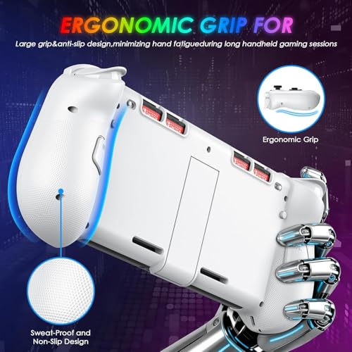 Moonag Switch Controllers Compatible with Nintendo Switch/OLED, Hall Effect One-Piece Controllers with 6-Axis Gyro, Motion Control, Wake-up, Dual Vibration, Turbo, 1000mAh Battery, White - color: White
