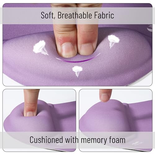 Mr. Pen- Ergonomic Mouse Pad with Wrist Rest | Purple Breathable Fabric with Memory Foam Cushion, Non-Slip Rubber Base, Gel Mouse Pad with Wrist Support - color: Purple