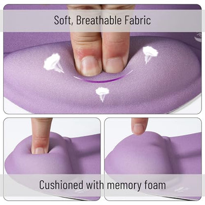 Mr. Pen- Ergonomic Mouse Pad with Wrist Rest | Purple Breathable Fabric with Memory Foam Cushion, Non-Slip Rubber Base, Gel Mouse Pad with Wrist Support - color: Purple