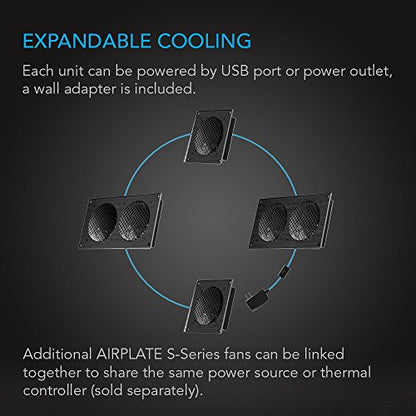 AC Infinity AIRPLATE S7, Quiet Cooling Fan System 12" with Speed Control, for Home Theater AV Cabinets (Pack of 2) - size: Dual 120 (Pack of 2)