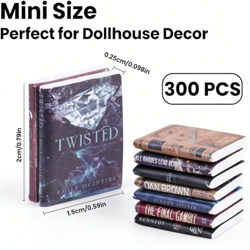 300pcs Mini Books Miniatures Dollhouse Books for Anxiety Bookshelf Fillers | Tiny Plastic Books for Dollhouse Decor Accessories DIY Crafting Bookshelf Library Fillers - style: Mini Books