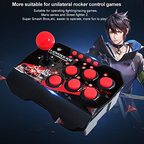 Fight Stick, Wired Joystick Features a Spherical Metal Joystick and 6 Round Control Buttons, Wired Joystick Games Accessories, Play All Types of Games