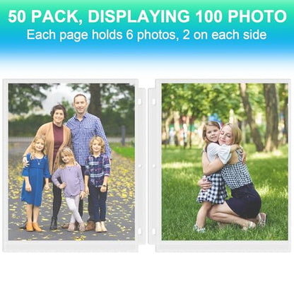 25 Pack 8 x 10 Photo Sleeves for 3 Ring Binder(100 Pictures) | Heavy-Duty Archival Photo Page Protectors, Clear Picture Album Refill Pages Holds, Acid-Free - size: 8x10inch-1pocket, style: 25 pack