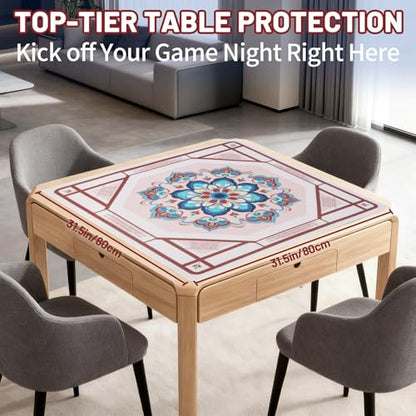 Mahjong Mat - 31.5" Non-Slip Waterproof Noise Reduction Gaming Mat | Celestial Bloom Design, Large Size for Mahjong, Poker, Board Games, Reduces Tile Noise, Protects Tables, Easy to Clean - style: Celestial‌ Bloom