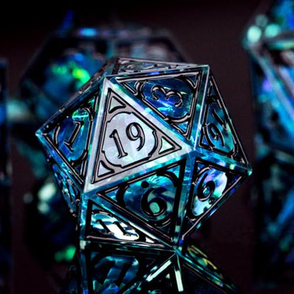 DND Resin dice Color Sharp Edge dice Set Dungeon Polyhedron D and D dice Set Suitable for D&D Role-Playing Tabletop Games D20 D12 D10 D8 D6 D4 (Blue) - color: Blue