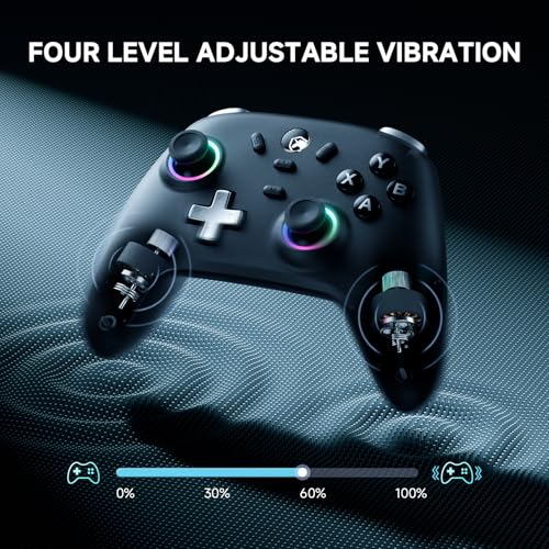 ECHTPower PC Gaming Controller–Wireless for PC with Hall-Effect Joysticks, 1000Hz Polling Rate, No Drift, Turbo & Vibration, Compatible with Windows/Switch/iOS/Android/Steam –Place & Charge Dock - color: Black2