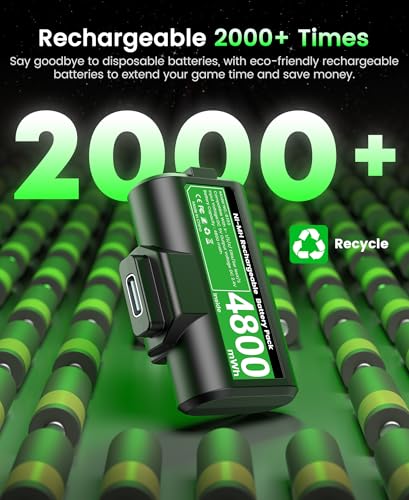 Svetaecho for Rechargeable Xbox Controller Battery Pack – 2x4800mWh Long-Lasting Battery with 4 Back Covers, USB-C Fast Charging Compatible with Xbox Series X|S / Xbox One / Elite Controller - color: Black