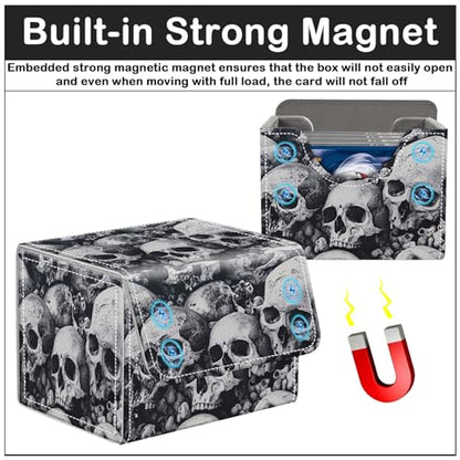 Card Deck Box for MTG Trading Cards with Magnetic Closure,Premium Card Storage Box Case Cover for TCG CCG Magic Cards,Skull Pile - color: Skull Pile