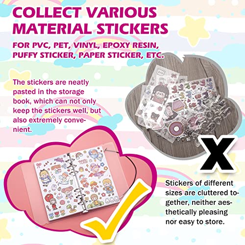 SUNEZLGO Reusable Sticker Album with Pockets, 100 Sheets, Blank Sticker Book with Tweezer and Spatula (A6) - size: A6