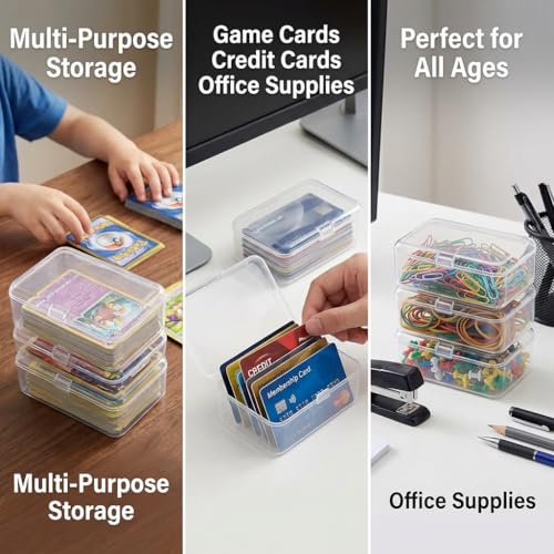 4 Pack Clear Plastic Card Deck Box Playing Card Storage Cases Blank Deck Boxes, Standard Size Holders for Game Cards Trading Cards and Small Accessories Home Organization