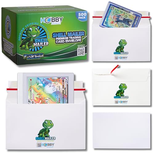 Shell Mailer Trading Card Envelopes for Shipping, Card Mailers - 500 Pack | Perfect Fit for Semi-Rigids & Toploaders, Sides Glued Flat for Sorting Machines, Premium Material, Customized Protective Flap - color: 500 Pack - Turtle