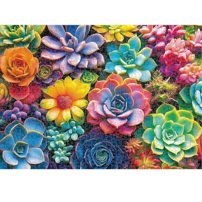 1000 Piece Puzzle for Adults, 20 x 27 inches Jigsaw Puzzles - Succulents | Tight Piece Fit, 1:1 Reference Poster, Lettered Back, Minimal Puzzle Dust, Vibrant Colors, 2mm Extra-Thick Pieces - color: 1000 Pieces-colorful Succulents
