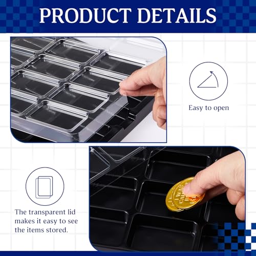 Novabright 10 Pack Game Piece Counter Trays with Clear Lids Game Board Card Sorting Tray Storage Organizer Box Wargames TCG Collection, Each Case Has 20 Compartments