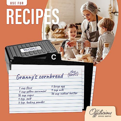 OFFILICIOUS 25 Black Index Card Dividers 3x5 - Large Index Cards for Index Card Box, Index Card Organizer, Index Cards Holder - Alphabetical File Dividers, Recipe and Card Guides, Greeting Cards - size: 3 x 5 Inches, style: 25 Pcs