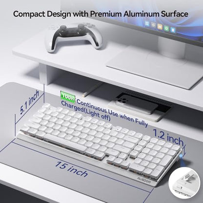 AUSDOM Wireless Mechanical Silent Office Keyboard, Low-Profile Linear Switches, Tri-Mode BT/2.4G/USB-C Computer Keyboard with Number Pad, Hot Swappable Illuminated Performance Keyboard