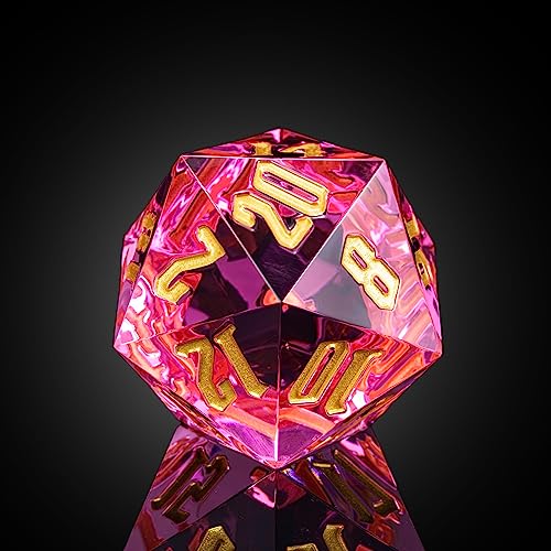 55mm 20 Sided DND Dice, Giant D20 D&D Polyhedral Dice Large D20 with Die Gift Box for Dungeons and Dragons, RPG Table Games (Transparent Peach/Gold Numbers) - color: Transparent Peach/Gold Numbers