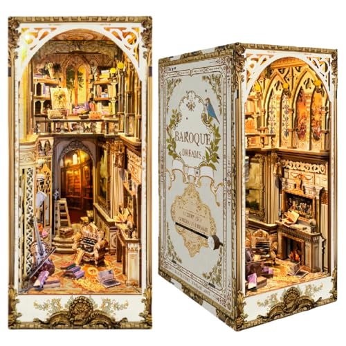 KingStora DIY Book Nook Kit -Baroque Dreams-Vintage Manor Design Bookend Model, 3D Puzzle for Adults, JKGT001