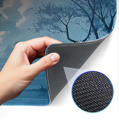 Mouse Pad, Moon Pattern, Non-Slip Rubber Base Gaming Mouse Pad for Home, Office, Gaming, Large 31.5x11.8 Inch Desk Pad - color: Ocean and moon
