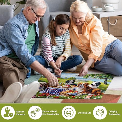 500 Pieces Puzzles for Adults–Dogs Jigsaw Puzzle for Adults Elderly–Recycled Paper Puzzle 500 Pieces–Challenging Family Activity Game Gift for Family Friends Men Women Seniors (21x15in) - style: Dog Puzzles