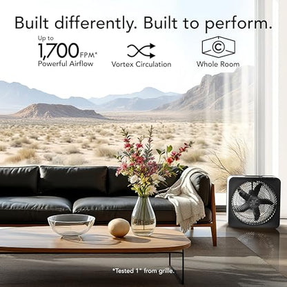 Vornado Model 80 High Velocity Box Fan, 20 Inch, 5 Speeds, Powerful Airflow | Removable Grille, Whole Room Air Circulation, Targeted Cooling, Cord Storage, Durable Floor Fan, Ice White - size: Model 80