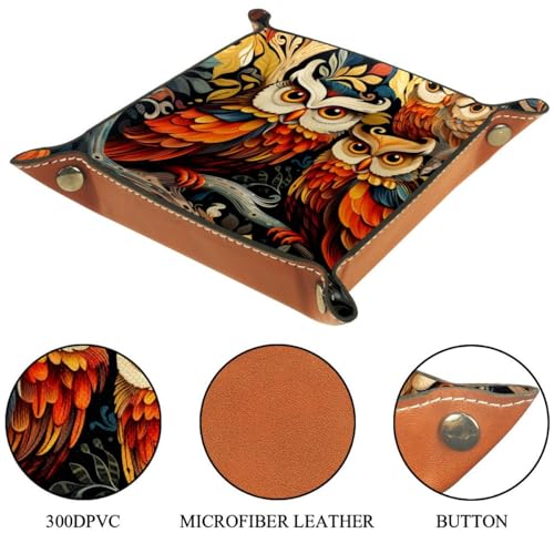 Colorful Owl Birds Dice Tray PU Leather Dice Rolling Tray Folding Dice Holder for Dice Games, Like RPG, DND and Other Table Games - color: Multi 4