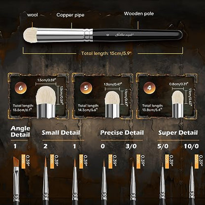 Golden Maple Miniature Paint Brushes Drybrush-10pcs Micro Detail Paint Brush Set, Small Fine Detail Brushes for Acrylic, Watercolors & Paint by Number, Figurine - style: 10GB