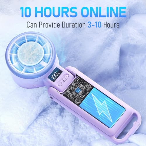 PlayHot Portable Handheld Cooling Fan, Travel Essentials, Gifts for Women | Instant Cooling, 10m/s Airflow, 5-Speed, 10H Max, USB-C Rechargeable, LED Display, 3-in-1 Foldable for Cruise, Beach Vacation - color: Purple