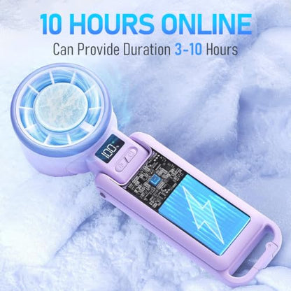 PlayHot Portable Handheld Cooling Fan, Travel Essentials, Gifts for Women | Instant Cooling, 10m/s Airflow, 5-Speed, 10H Max, USB-C Rechargeable, LED Display, 3-in-1 Foldable for Cruise, Beach Vacation - color: Purple
